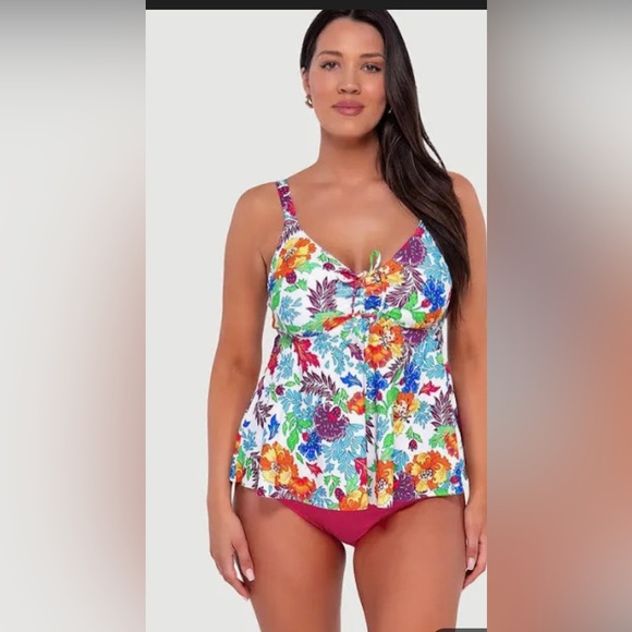 Sunsets Escapes Camilla Flora Marin Underwire Tankini Top Swimsuit size 12 new - Picture 1 of 9